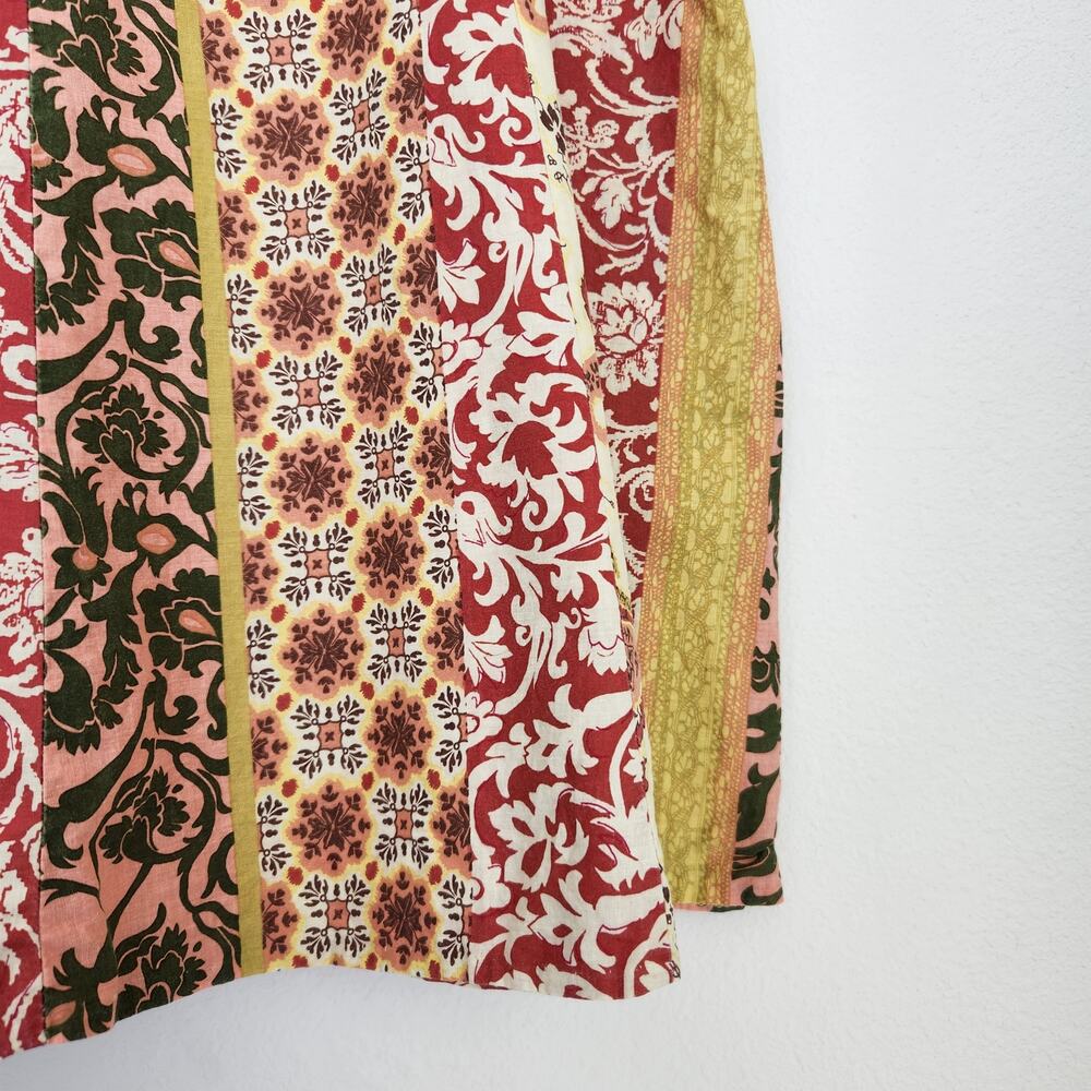 Vintage 579 90s White Pink Green Paisley Patchwork A Line Mini Skirt 12 - Picture 9 of 12